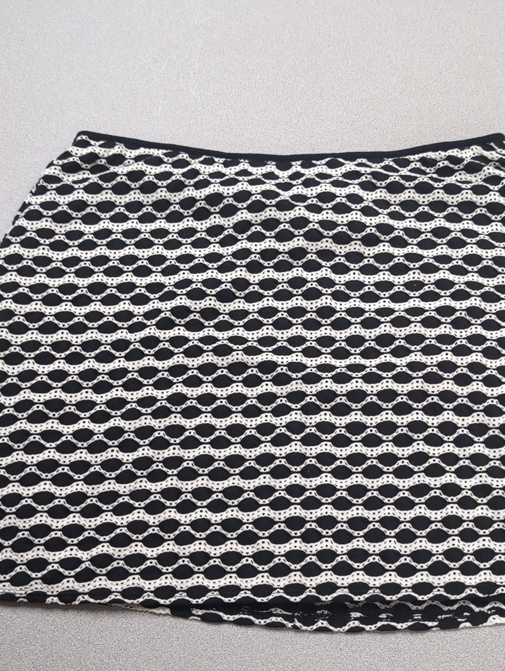 Black & White Crochet-Style Mini Skirt